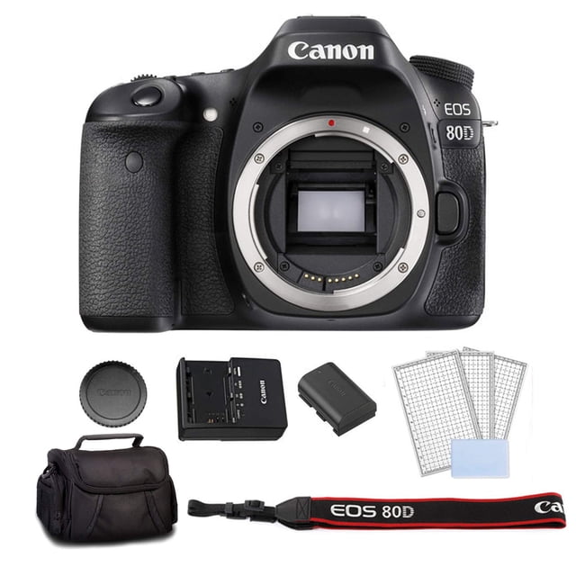 Canon EOS 80D DSLR Camera (Body Only) Bundle Kit with Carrying Bag + LCD Screen Protectors - Intl Model(International Model)