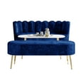 thumbnail image 2 of Castle Place Modern Luxury Upholstered Velvet Love Seat with Bench and Coffee Table, Navy Blue, 2 of 9