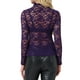 thumbnail image 3 of INSPIRAR CHIC Blusa de Encaje Floral Transparente de Manga Larga con Cuello Alto para Mujeres S Púrpura Oscuro, 3 of 6