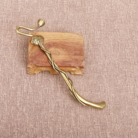 Brass Teapot Lid Fork Lotus Leaf Carving Tea Tool Handmade Vintage Style Gongfu Tea Accessory for Ceremony or Decor Display