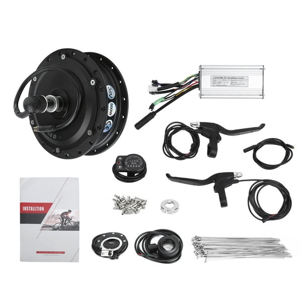 Kit de conversión de bicicleta eléctrica, juego de motor de cubo de rueda delantera de 36V y 500W con medidor de pantalla KT‑900S para rueda de 12G, radios de 28 pulgadas y 12G