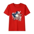 thumbnail image 2 of Kids Summer New Independence Day T-Shirt 4Th Of July Graphic Tees Girls Boys Casual Short Sleeve Round Neck Cotton Tops Red 5-6 Years, 2 of 5
