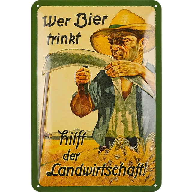 Placa Metal Vintage Granjero Pintura Hierro Rectangular Arte La Pared 20x30cm