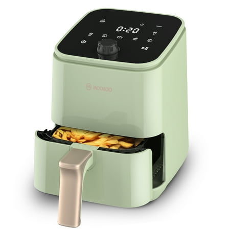 

MOOSOO 2Qt Compact Air Fryer with Touchscreen Nonstick Basket Air Fryer Cookbook Green
