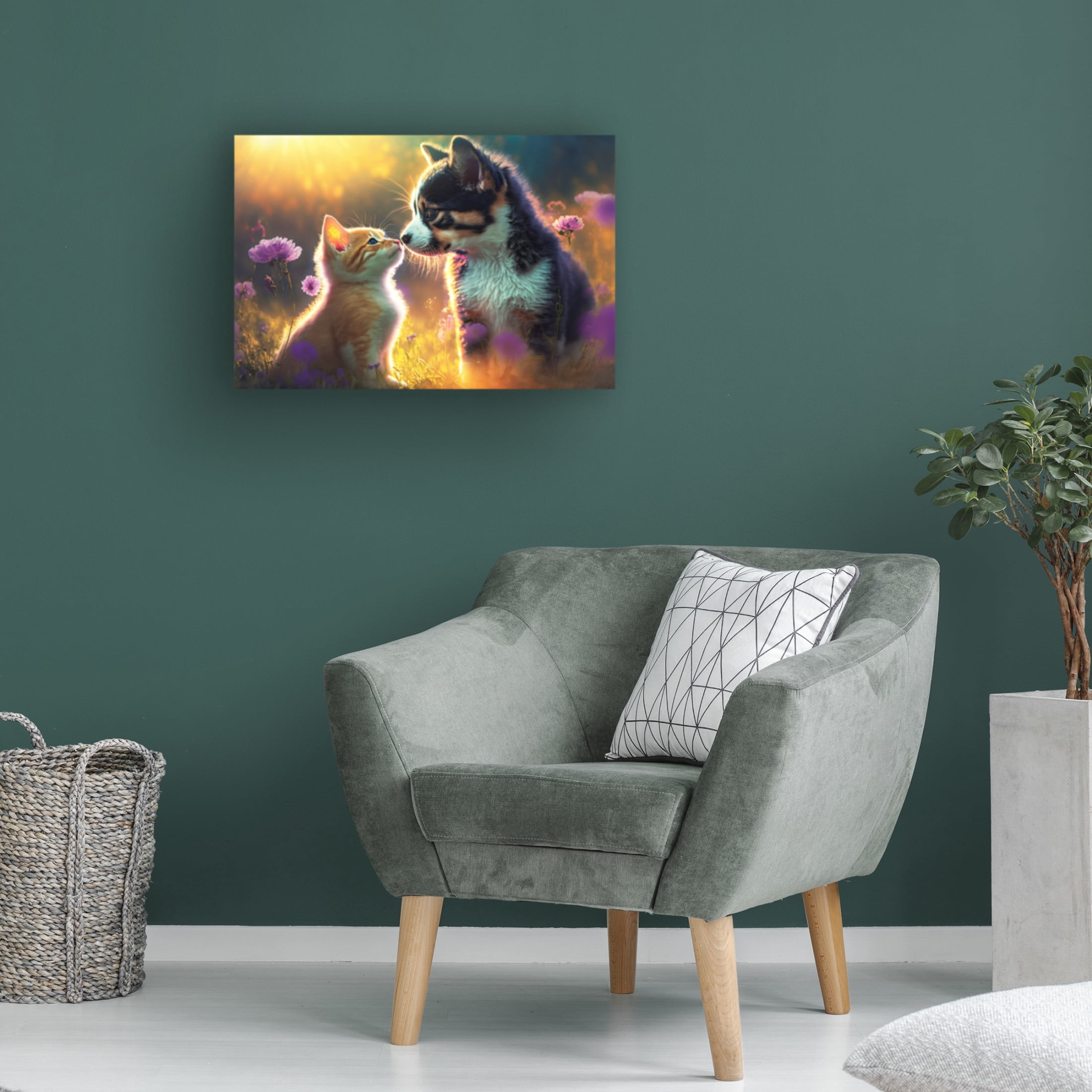 Canvas Wall Art - Ray Heere 'Cats And Dogs 8' Wall Art for Living Room, Bedroom, or Office Décor by Trademark Fine Art - 24 x 16 Inches