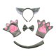 thumbnail image 1 of Conjunto de disfraces de animales de 4 piezas, diadema de orejas de animales, guantes, corbatín y cola, tocados de Halloween para fiestas temáticas de Niño Yinane  traje de cosplay, 1 of 8