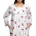 thumbnail image 5 of Moomaya Printed Knee Length Cotton Lace Border 3/4th Sleeve Night Gown For Women, 5 of 6