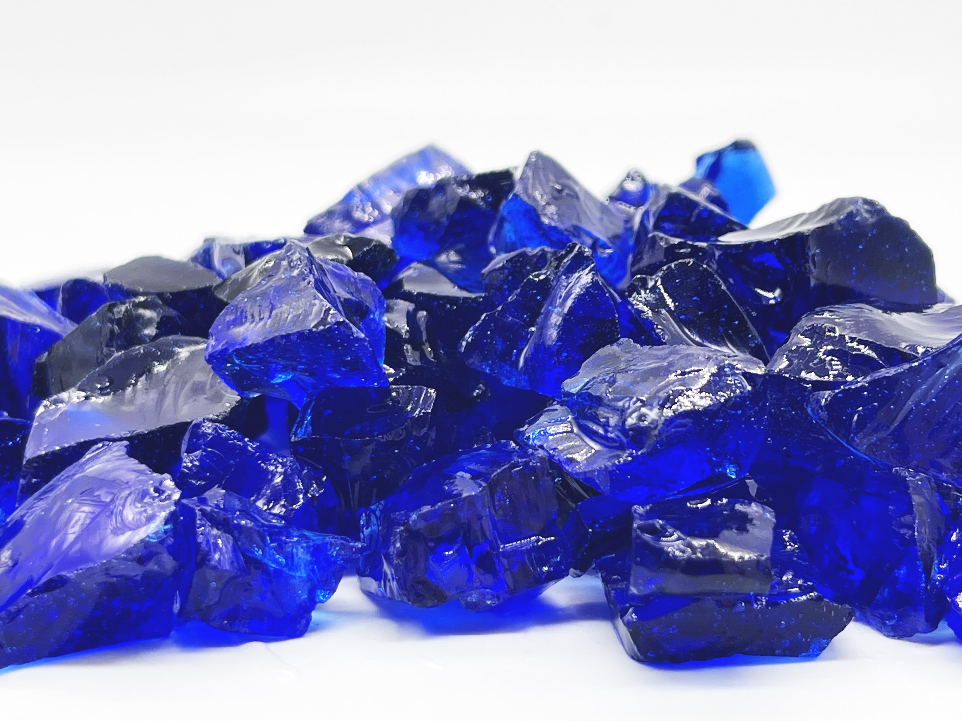 Element Fire Glass Large Royal Blue 1/2" 1" Fire Glass, 10 LB Cobalt