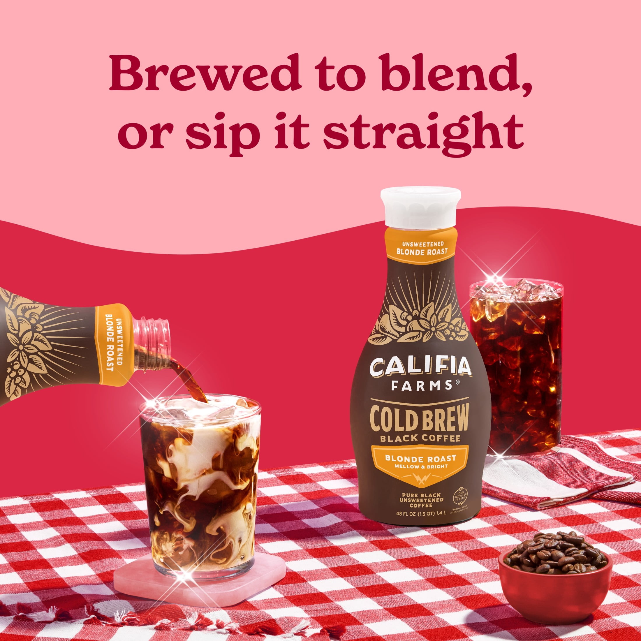 Califia Farms Pure Black Blonde Roast Cold Brew Coffee 48 Fluid Ounces