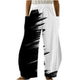 thumbnail image 2 of up to 60% off Gifts Usmixi Womens Trousers Fashion Gradient Print Plus Size Elastic Waist Long Pants Casual Lightweight Loose Wide Leg Pants with Pockets White m, 2 of 5