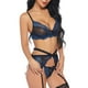 thumbnail image 2 of Gibobby Ropa sexy de mujer para sexo Conjunto de Lencería de Malla, Elegante Conjunto de Lencería con Bordado de Bloques de Color Ajustable para Mujer para Luna(Azul, 3XG), 2 of 5