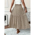 thumbnail image 4 of MORTTIC Women's Boho Floral Maxi Skirt - High Elastic Waist, Pleated A-Line Long Skirt for Summer Casual Wear, 4 of 5