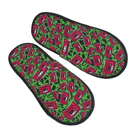 

Bingfone Graffiti Tape House Slippers for Women Men with Soft Rubber Sole Slip On for Indoor/Outdoor-Medium