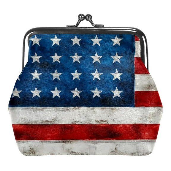 ERJLKXP Vintage Usa Flag Small Coin Purse & Pouchese for Women and Girls,Leather Coin Wallet Travel Essentials for Change, Keys, Lipstick