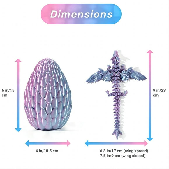 Huayishang Clearance 3D Printed Pink Dragon Egg with Wings, Desktop Ornament Clearance Sale, Dragon Egg, 1 Dragon Pink