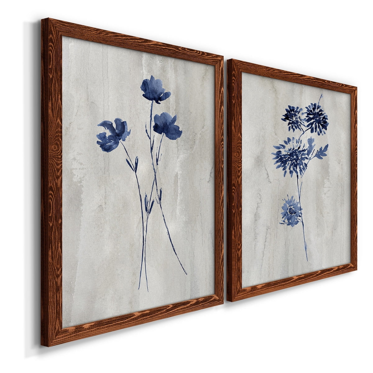 Indigo Botanical III - Premium Framed Canvas 2 Piece Set - Ready to Hang