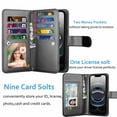 thumbnail image 2 of Wallet Case for iPhone 16e (2025) Wallet Case 6.1" 5G, [9 Card Slots] Luxury PU Leather Credit Holder Carrying Folio Flip [Detachable] Kickstand Magnetic Phone Cover & Lanyard [Black], 2 of 5