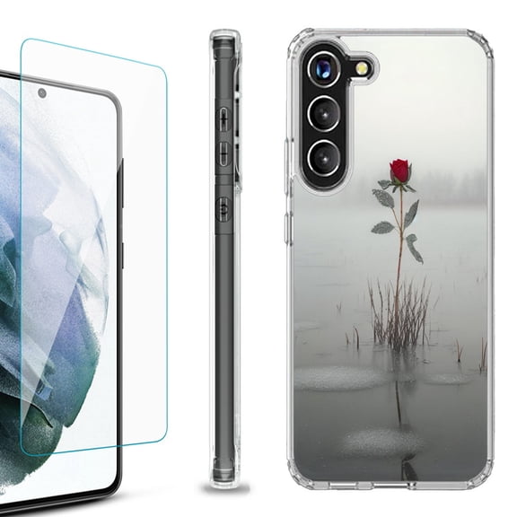 OneToughShield ® for Samsung Galaxy S23  S23 Plus 5G Shockproof Bumper Phone Case, with Tempered Glass Screen Protector - Icy Rose