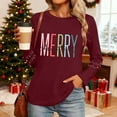 thumbnail image 6 of HOMBOM Womens Wine Shirts Comfy Long Sleeve Christmas Ugly Merry and Bright Xmas T Shirts for Ladies, 6 of 9