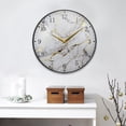 thumbnail image 4 of White and Gold Marble Acrylic Wall Clocks Quiet Round Clock Battery Operated Non-Ticking Clock for Bedroom Kitchen Office Decorative 9.5 Inch, 4 of 10