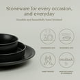 thumbnail image 2 of over&back Rim Dinnerware Set - Stoneware Dishes - Comes with 4 Dinner Plates, 4 Cereal Bowls, and 4 Dinner Bowls - 12-Piece All-Occasion Place Settings - Serves Four - Semi-Matte Black, 2 of 8