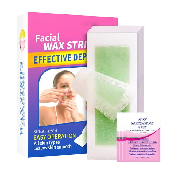 Wax Strips for Hair Removal Facial Body Kit Quick Effective Gentle for Face Underarms No Heater Needed