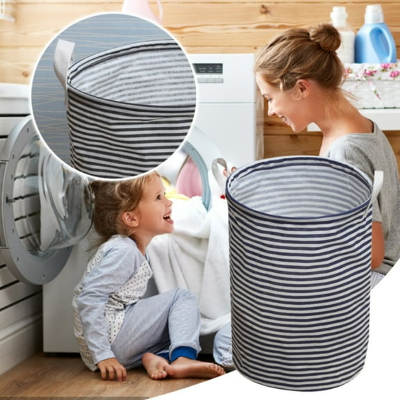 Ctnporpo Cotton/linen Canvas Foldable Opening Medium Fabric Laundry Basket Holding and Arranging Laundry Bucket 35*45CM Laundry Basket Wheeled Laundry Basket