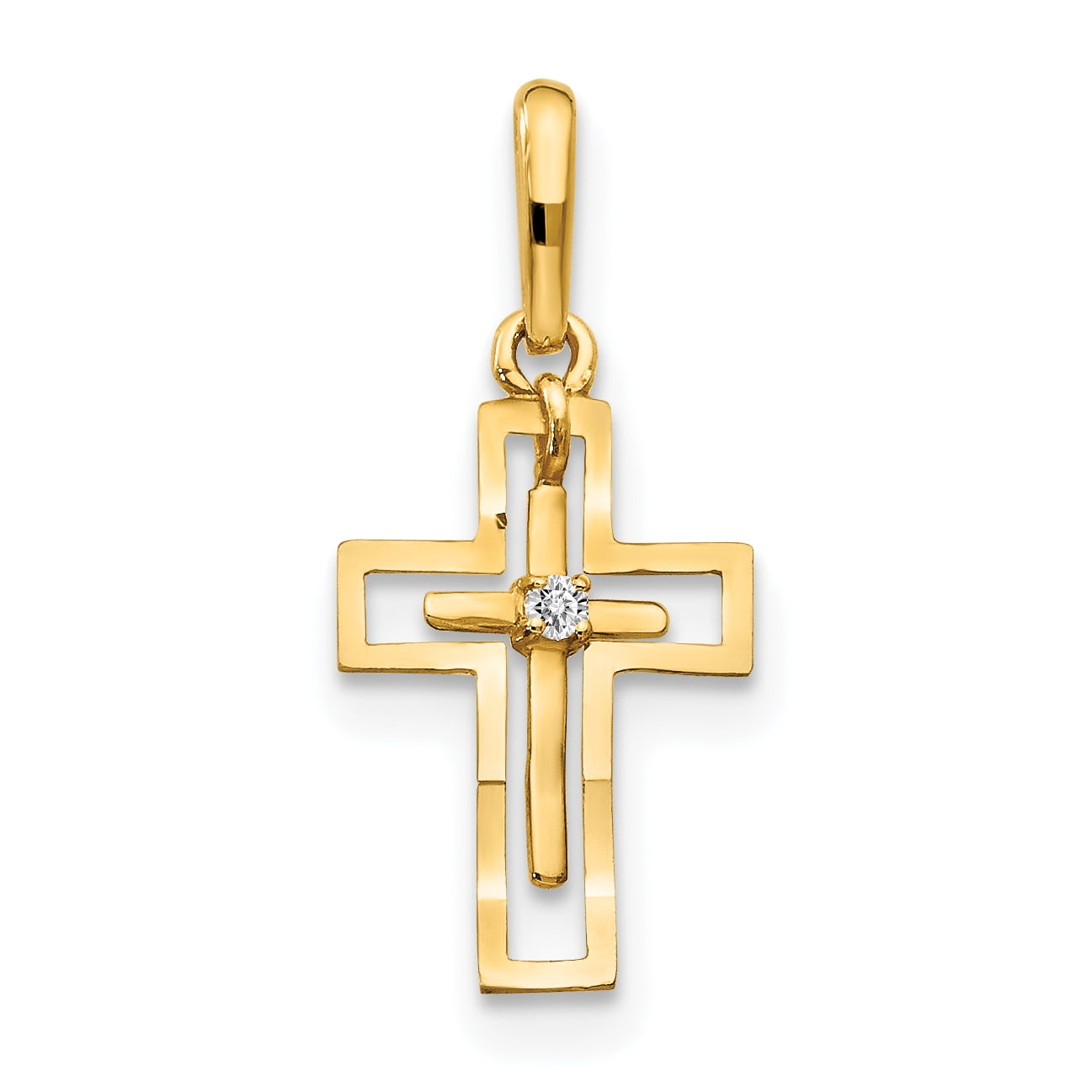 14K Yellow Gold CZ Diamond Cut Children's Cross Pendant | Walmart Canada
