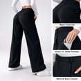 thumbnail image 4 of Lux Decor Women’s Stretch Work Pants - High Waisted Straight Leg Trousers, Wrinkle-Resistant Office Pant with 2 Pockets, Comfortable Pull-On Work Pants for Travel & Daily Wear - Medium, Black, 4 of 9