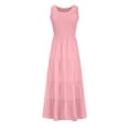 thumbnail image 5 of qolati Summer Dresses for Women 2024 Casual Loose Plain Maxi Sundress Trendy Dressy Fitted Sleeveless Smocked Beach Tiered Tank Long Dresses, 5 of 6