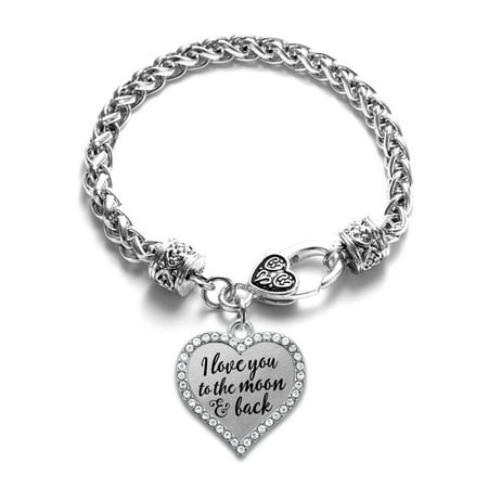 Moon Italian Charm Bracelet - I Love You to the Moon and Back Open Heart Charm Bracelet