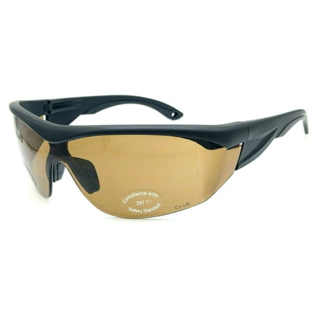 

Shooter s Edge Terra I Safety Shooting Glasses Solid Lens Semi-Rimless Z87.1 Black w/ Brown