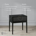 thumbnail image 3 of Nathan James Jasper 1-Drawer Boho Side Table, Solid Wood Bedroom Nightstand or Bedside Table with Drawer, Fluted Doors and Brass Handles, Black, 3 of 7