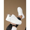 thumbnail image 2 of Men's Solid Color Grey Lace-up Front Sports Skate Shoes, Minimalist Style Round Toe Thick Bottom Height Increasing Athletic Shoes, 2 of 4