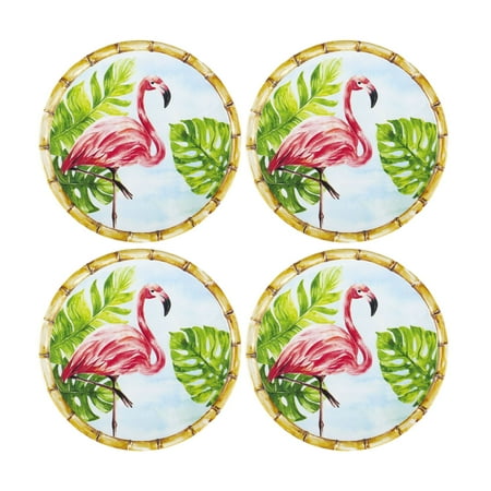 

Gourmet Art 4-Piece Bamboo Flamingo Heavyweight and Durable Melamine 6 Inch Plate for Indoors Outdoors Use Party and Everyday Use.