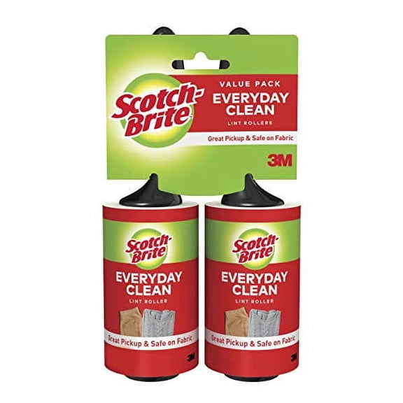 Scotch-Brite Lint Roller, Works Great On Pet Hair, 2 Rollers, 56 Sheets Per Roller, 112 Sheets Total