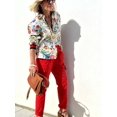 thumbnail image 4 of Conjunto de camisa y pantalones con estampado callejero para mujer, camisa holgada con cuello vuelto, cintura elástica, a la moda, verano, 2024, 4 of 5