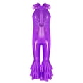 thumbnail image 2 of Alvivi Girls Kids Shiny Sequins Bell-bottom Jumpsuit Pants One Piece Dance Bodysuit Unitard Costume Purple 8, 2 of 6