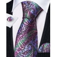 thumbnail image 2 of Silk Men's Ties Handkerchief Cufflinks Necktie Set for Wedding Business Party Classic, 2 of 3