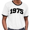 thumbnail image 2 of 1975 College Style Ringer Tee Shirt Unisex Large White/Black, 2 of 5