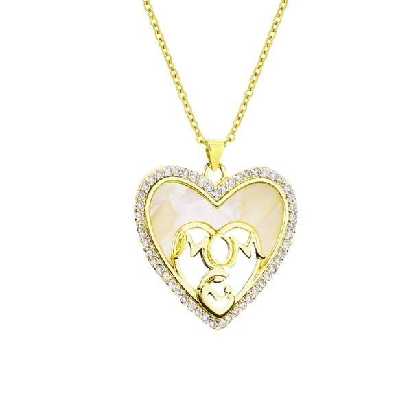 Popular! Elegant Mother's Day Mother Love Inlaid Zirconium Pendant Necklace Feminine And Versatile Vacuum Stainless Steel Chain Jewelry