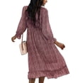 thumbnail image 3 of Honganda Robe Mode Femme Col en V Imprimé Manches Trois-Quarts, 3 of 9
