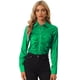 thumbnail image 1 of Blusa de Satén para Mujer con Manga Larga Solapa Camisa Abotonada a la Moda Verde XL, 1 of 6