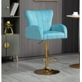thumbnail image 2 of Kitchen High Bar Chairs Polyester Velvet Bar Stool Chair Set of 1 Height Adjustable Counter Chair with Back Swivel Barstool with Footrest for Counter Kitchen Island(Blue), 2 of 8