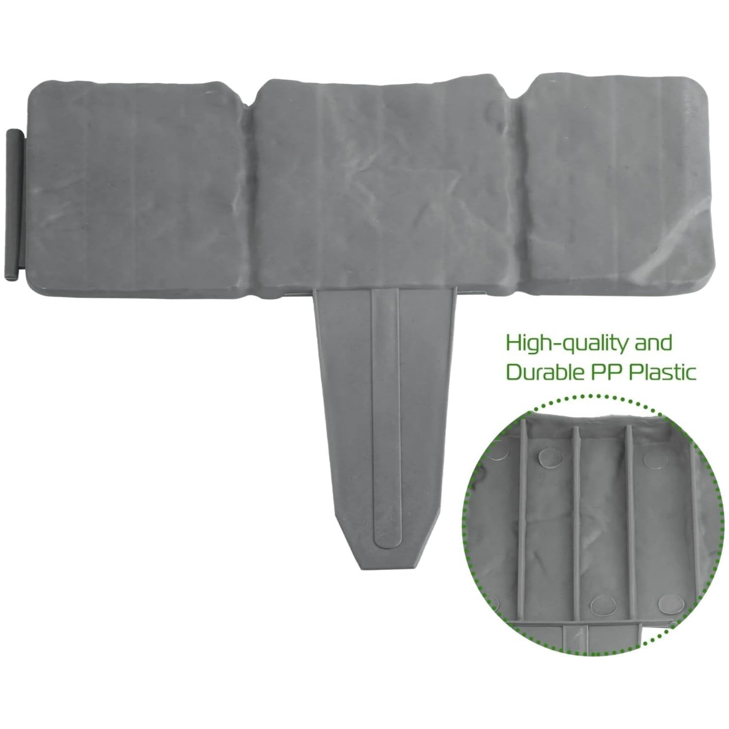 10 Pcs Landscape Edging Border No-Dig Garden Landscape Plastic Flower Bed Edging Borders Stone-Like Textured Garden Border Fencing Edging for DIY Patio Walkways Yard,Gray,Topboutique