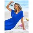 thumbnail image 2 of Ekouaer Women's Cover Up Short Sleeve Beachwear Coverups Loose V-Neck Bikini Beach Tunic Top, 2 of 5