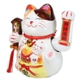 thumbnail image 6 of Japanese Lucky Charm White Beckoning Cat Maneki Neko With Waving Arm Figurine 9", 6 of 9