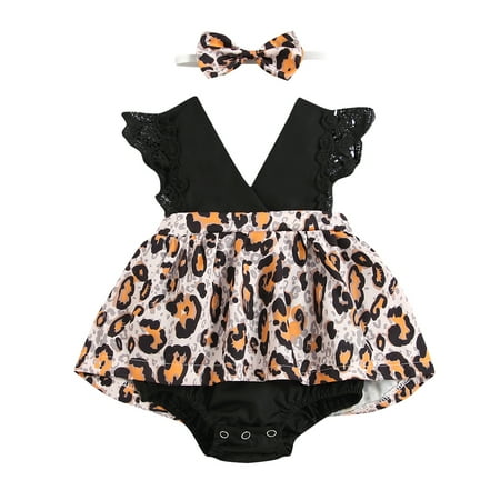 

My 1st Halloween Baby Girls Romper Dress Fly Sleeve Pumpkin Print Jumpsuit+Headband Set