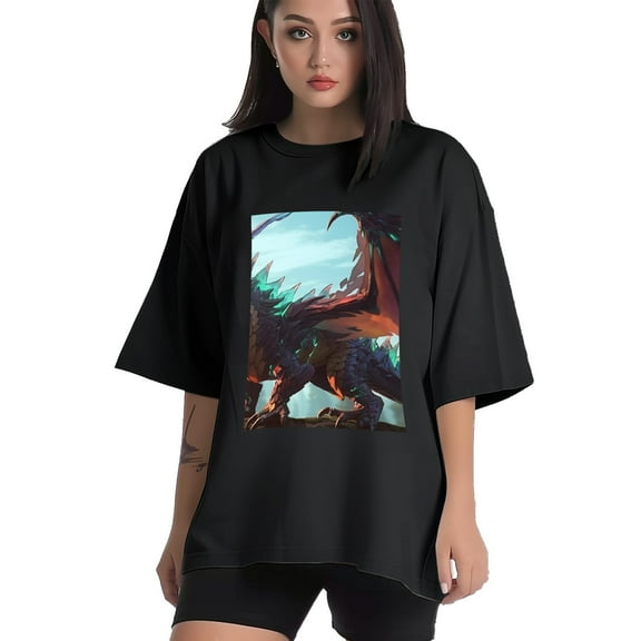 Plus Size Shirt for Women Black Tops for Women Short Sleeves Shirt for Women Dragon T Shirt Crewneck Shirt for Women XS