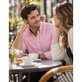 thumbnail image 3 of HISDERN Mens Pink Dress Shirt Oxford Button Down Shirts Long Sleeve Regular Fit Office to Weekend, 3 of 12